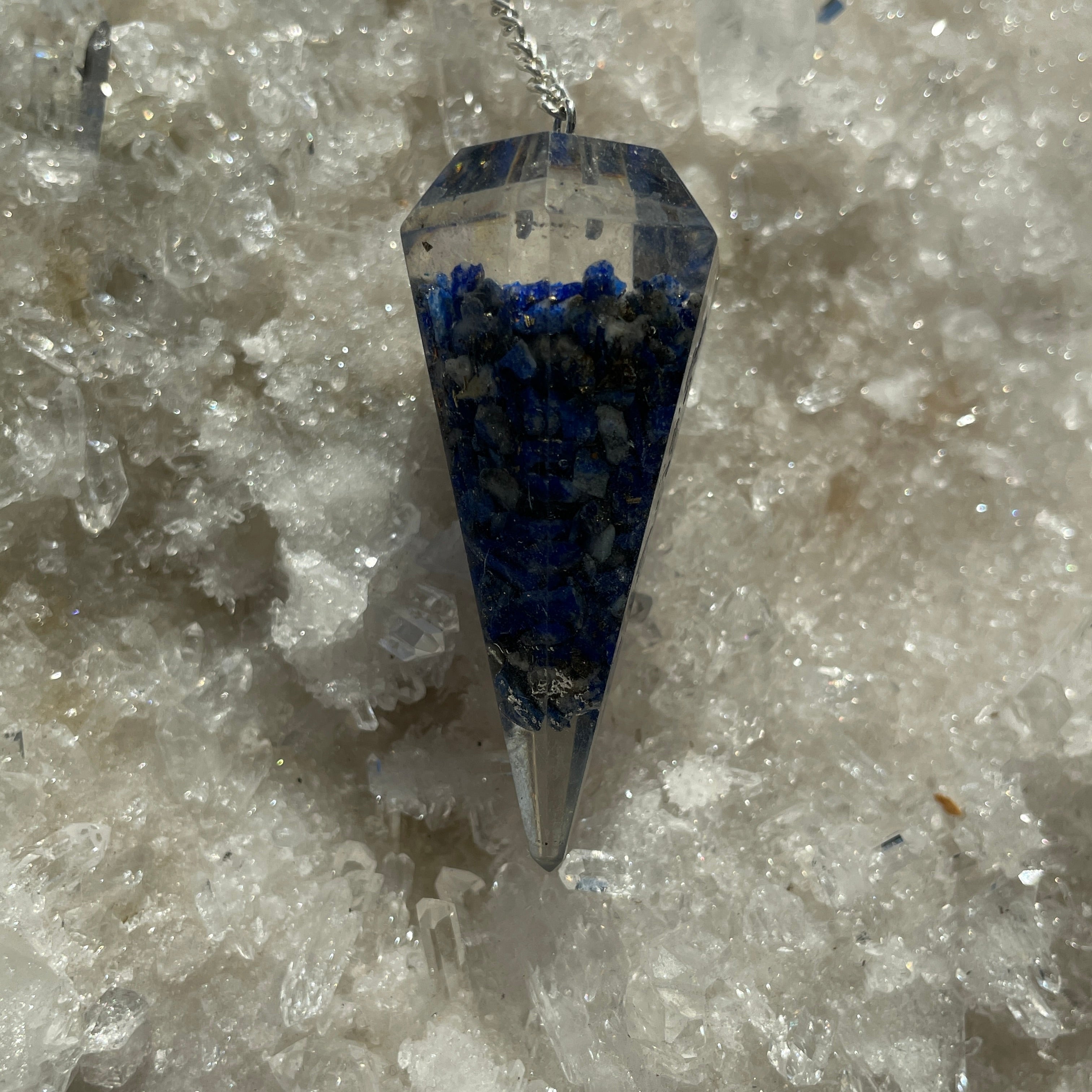 Orgonite Faceted Pendulum - Lapis Lazuli Orgonite Faceted Pendulum - Lapis Lazuli
